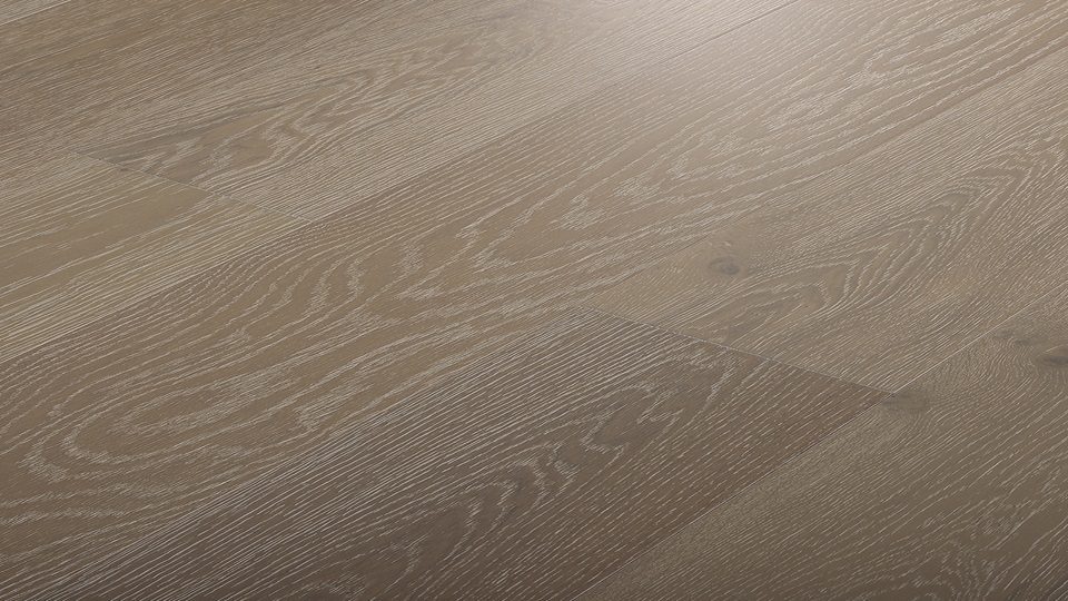 Ferma European Oak Dove Mountain Driftwood engineered planks, angled view