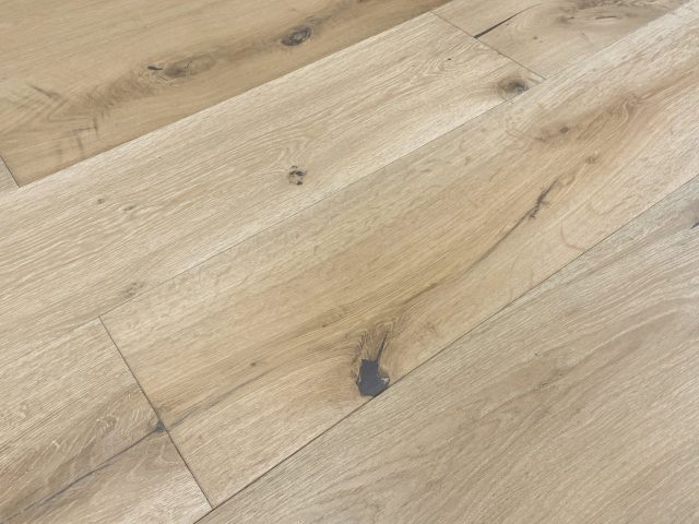 Montserrat Floor Engineered European Oak – Light Grey Wirebrushed by Montserrat Floor, light grey european oak engineered wood flooring, detail view