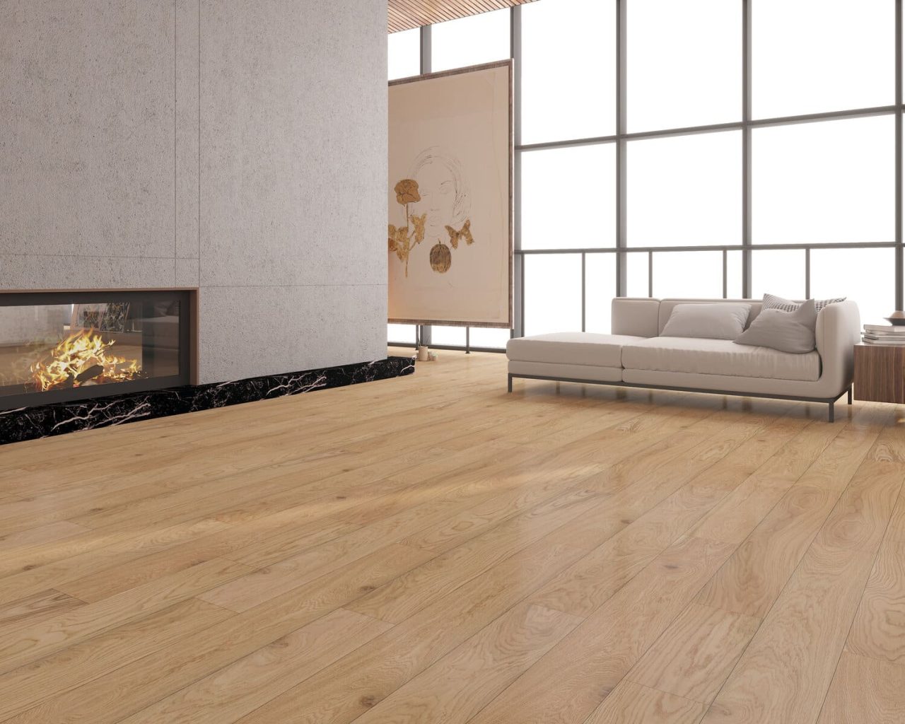 Montserrat Floor European Oak – Tan Wirebrushed by Montserrat Floor, tan european oak engineered wood flooring, detail view