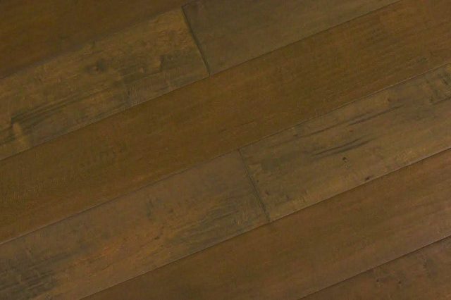 Montserrat Floor Engineered Maple – Brown Distressed/Handscraped by Montserrat Floor, brown maple engineered wood flooring, detail view