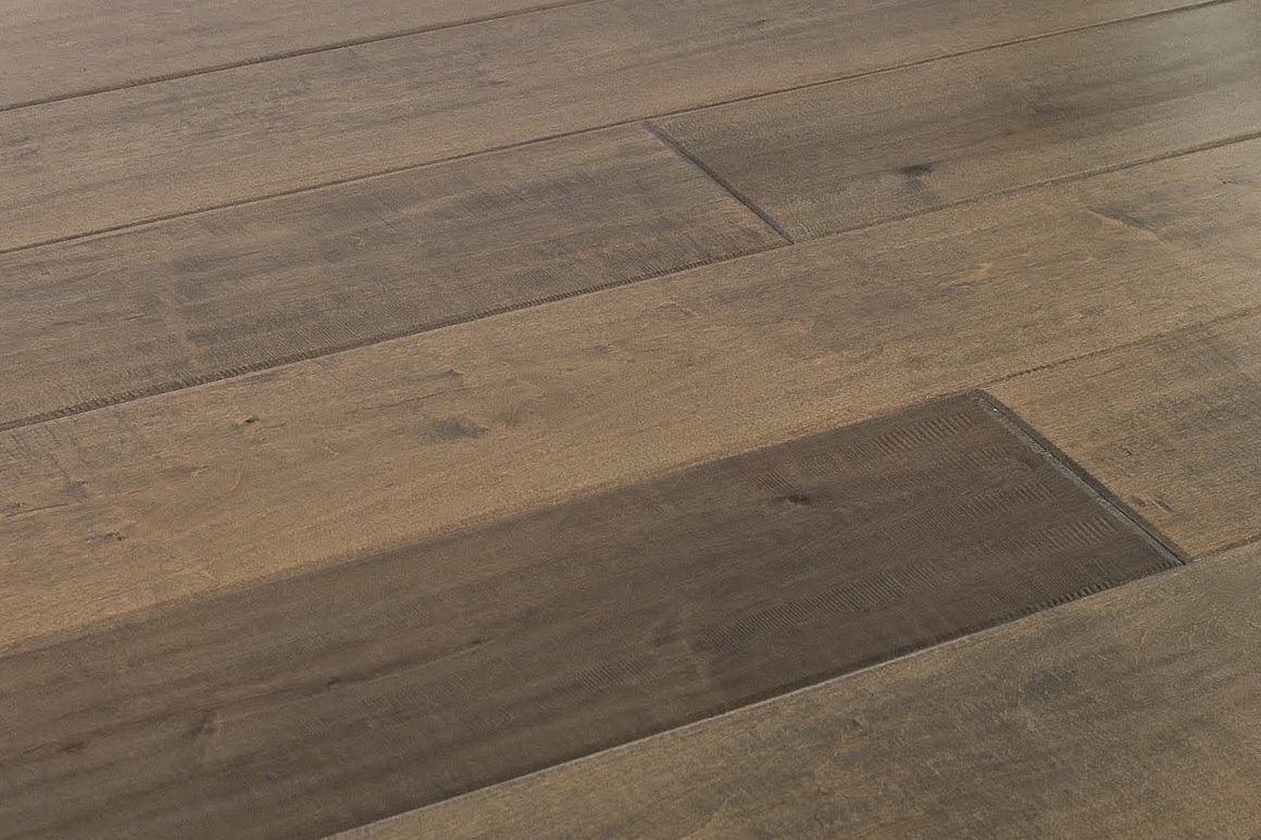 Montserrat Floor Maple – Brown Distressed/Handscraped by Montserrat Floor, brown maple engineered wood flooring, detail view
