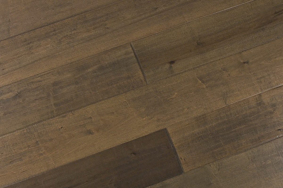 Montserrat Floor Maple – Brown Distressed/Handscraped by Montserrat Floor, brown maple engineered wood flooring, detail view