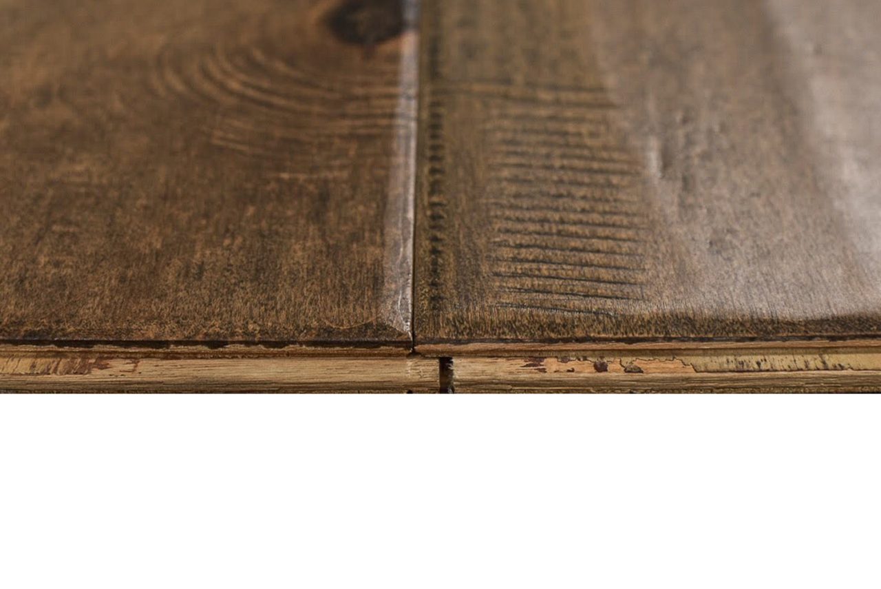 Montserrat Floor Maple – Brown Distressed/Handscraped by Montserrat Floor, brown maple engineered wood flooring, detail view
