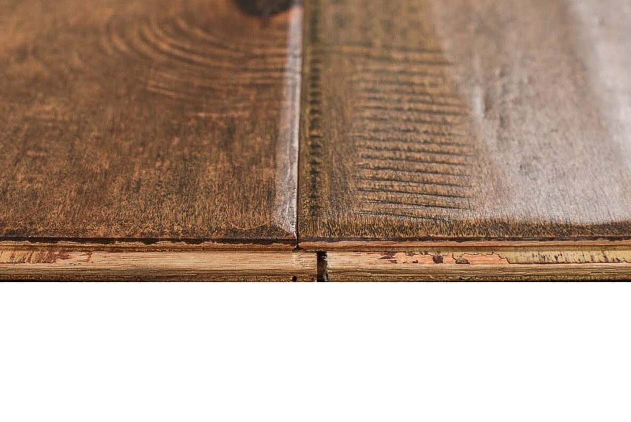 Montserrat Flooring Maple – Brown Distressed/Handscraped by Montserrat Floor, brown maple engineered wood flooring, detail view