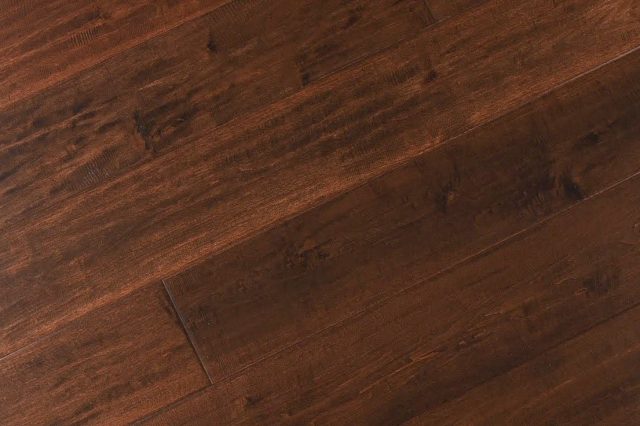 Montserrat Floor Maple – Brown Distressed/Handscraped by Montserrat Floor, brown maple engineered wood flooring, detail view