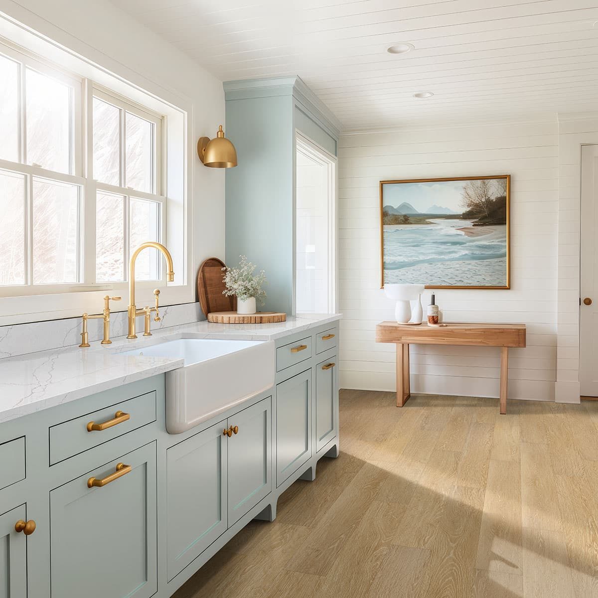 MSI Surfaces LVP – Blonde Coastal Cottage by MSI Surfaces, blonde luxury vinyl tile flooring, shown in a room setting (manufacturer image)