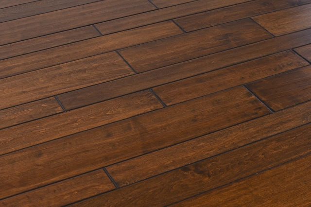 Montserrat Floor Engineered Maple – Brown Handscraped by Montserrat Floor, brown maple engineered wood flooring, detail view