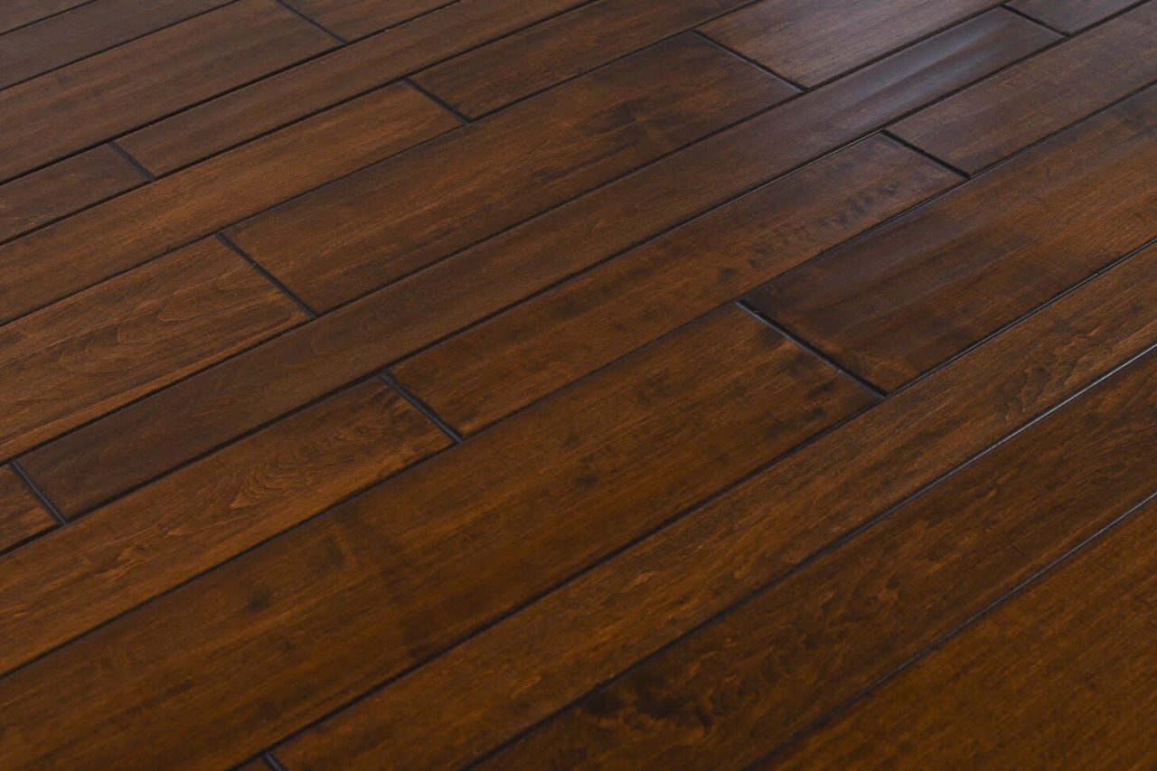 Montserrat Floor Engineered Maple – Brown Handscraped by Montserrat Floor, brown maple engineered wood flooring, detail view