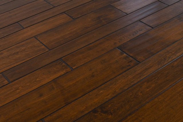 Montserrat Floor Engineered Maple – Brown Handscraped by Montserrat Floor, brown maple engineered wood flooring, detail view