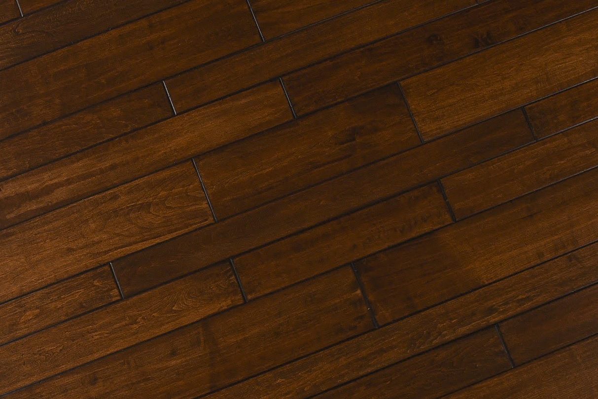 Montserrat Floor Engineered Maple – Brown Handscraped by Montserrat Floor, brown maple engineered wood flooring, detail view