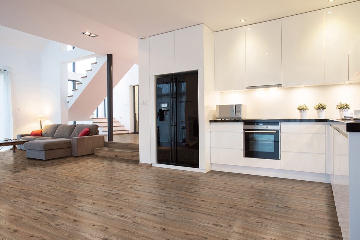 MSI Surfaces LVP – Brown Fauna by MSI Surfaces, brown luxury vinyl tile flooring, shown in a room setting (manufacturer image)