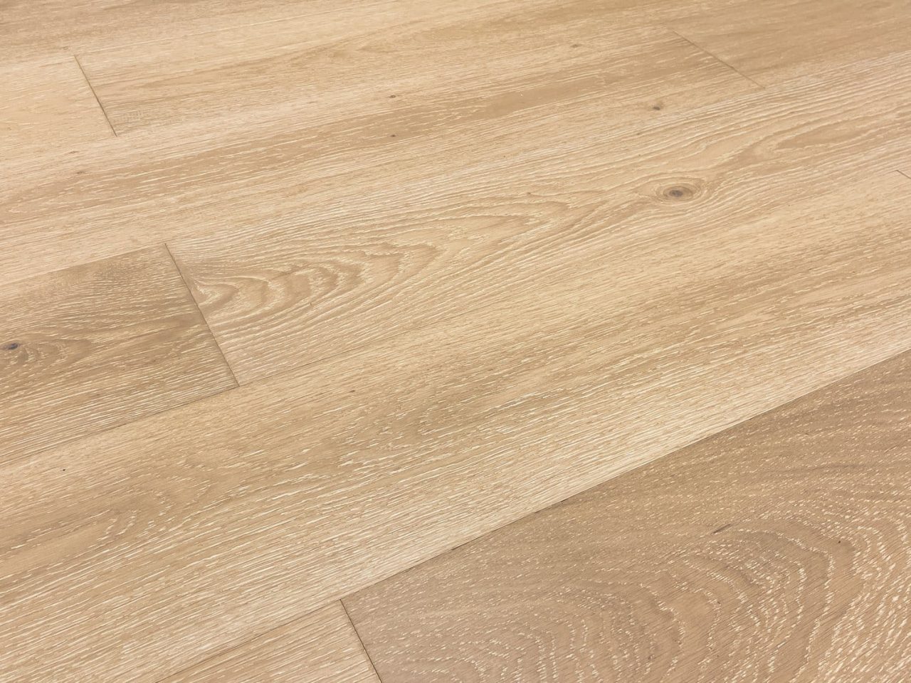 Montserrat Floor Engineered European Oak – Beige Wirebrushed by Montserrat Floor, beige european oak engineered wood flooring, detail view