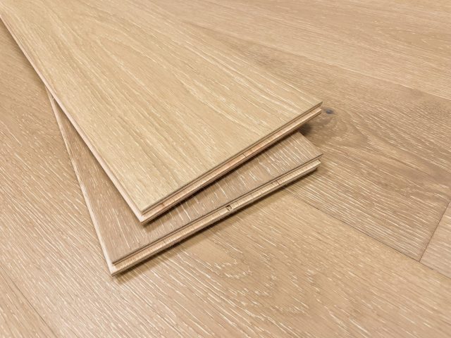 Montserrat Floor Engineered European Oak – Beige Wirebrushed by Montserrat Floor, beige european oak engineered wood flooring, detail view