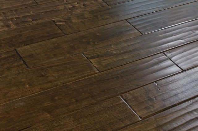 Montserrat Floor Engineered Hevea – Brown Handscraped by Montserrat Floor, brown hevea engineered wood flooring, detail view