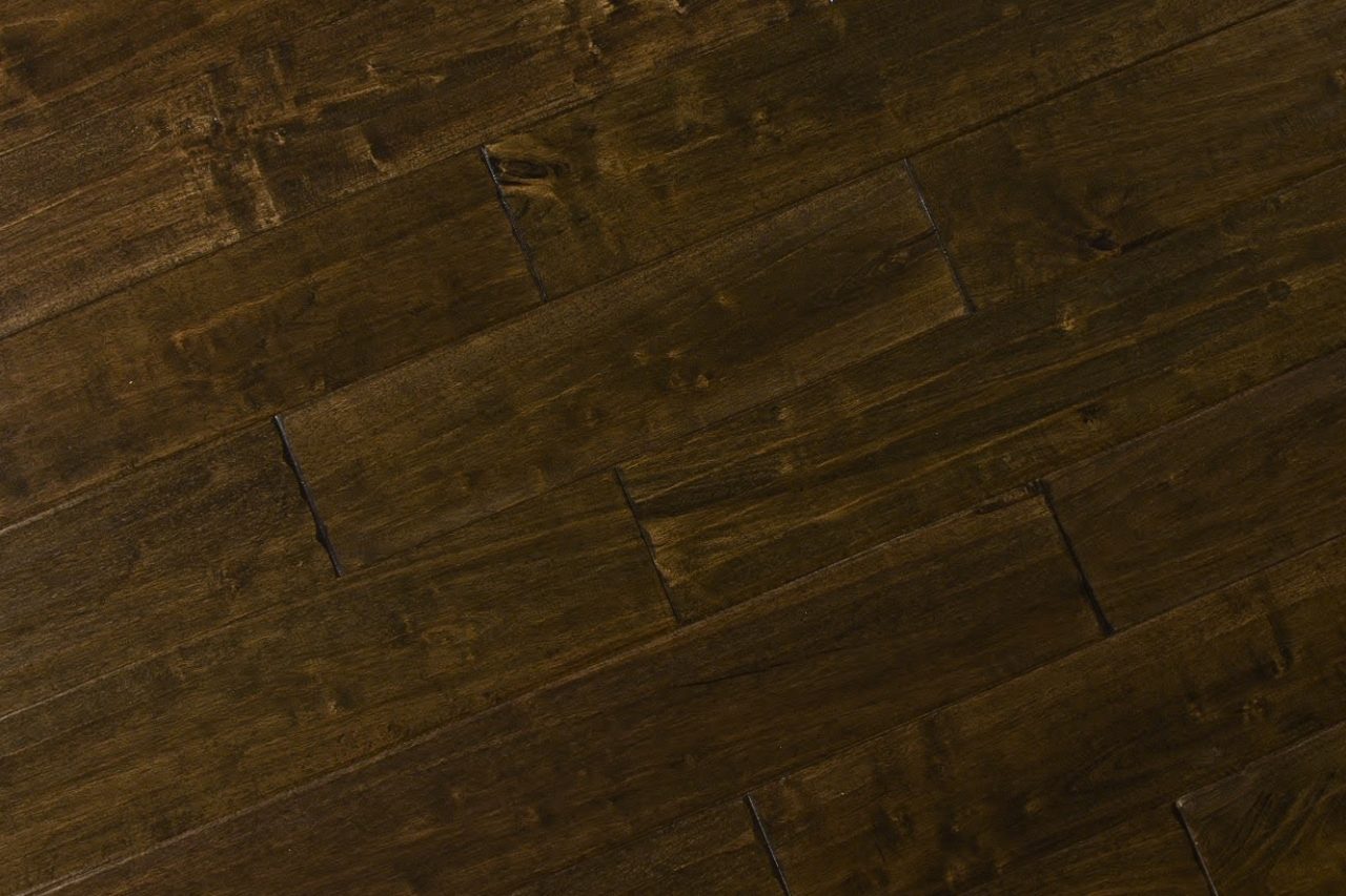 Montserrat Floor Engineered Hevea – Brown Handscraped by Montserrat Floor, brown hevea engineered wood flooring, detail view