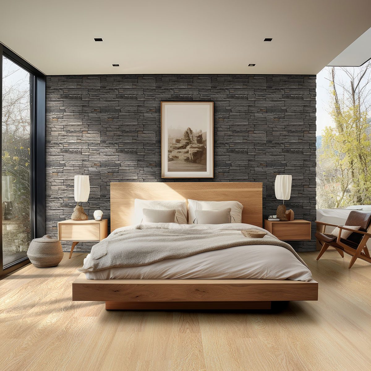 MSI Surfaces Simple LVP – Blonde Buff by MSI Surfaces, blonde luxury vinyl tile flooring, shown in a room setting (manufacturer image)