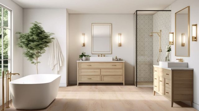 MSI Surfaces LVP – Blonde by MSI Surfaces, blonde luxury vinyl tile flooring, shown in a room setting (manufacturer image)