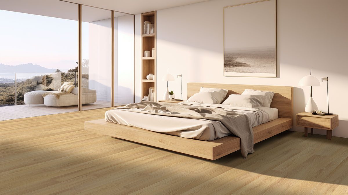MSI Surfaces LVP – Blonde by MSI Surfaces, blonde luxury vinyl tile flooring, shown in a room setting (manufacturer image)
