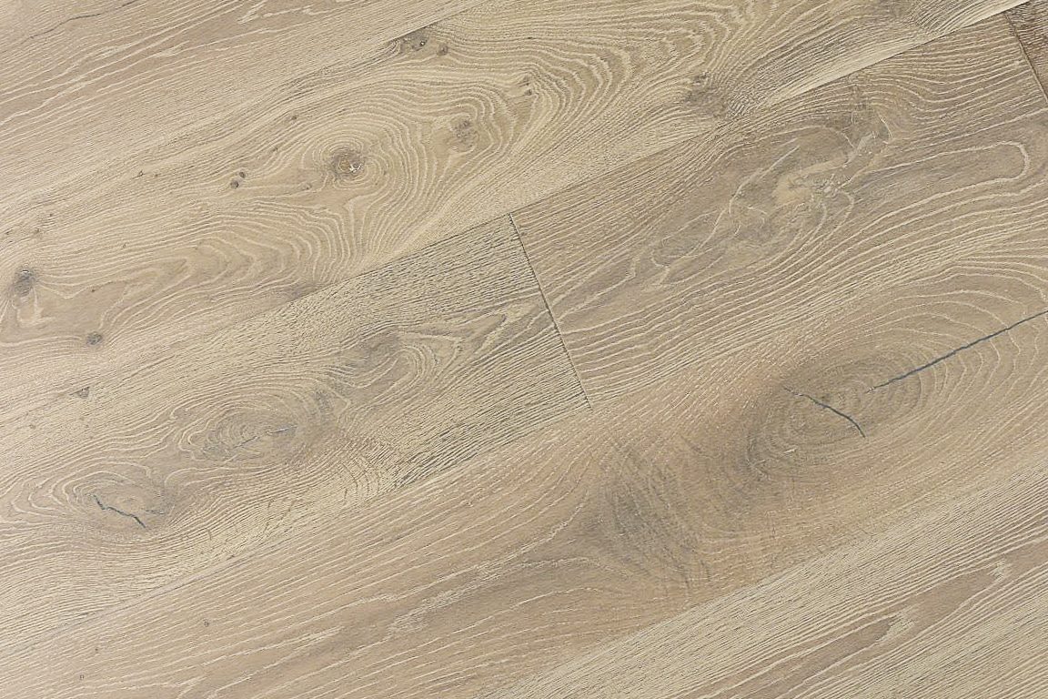 Montserrat Floor White Oak – Tan Wirebrushed by Montserrat Floor, tan white oak engineered wood flooring, detail view