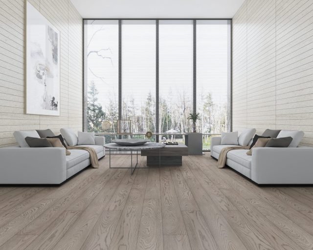 Montserrat Floor European Oak – Grey Wirebrushed by Montserrat Floor, grey european oak engineered wood flooring, detail view