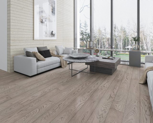 Montserrat Floor European Oak – Grey Wirebrushed by Montserrat Floor, grey european oak engineered wood flooring, detail view