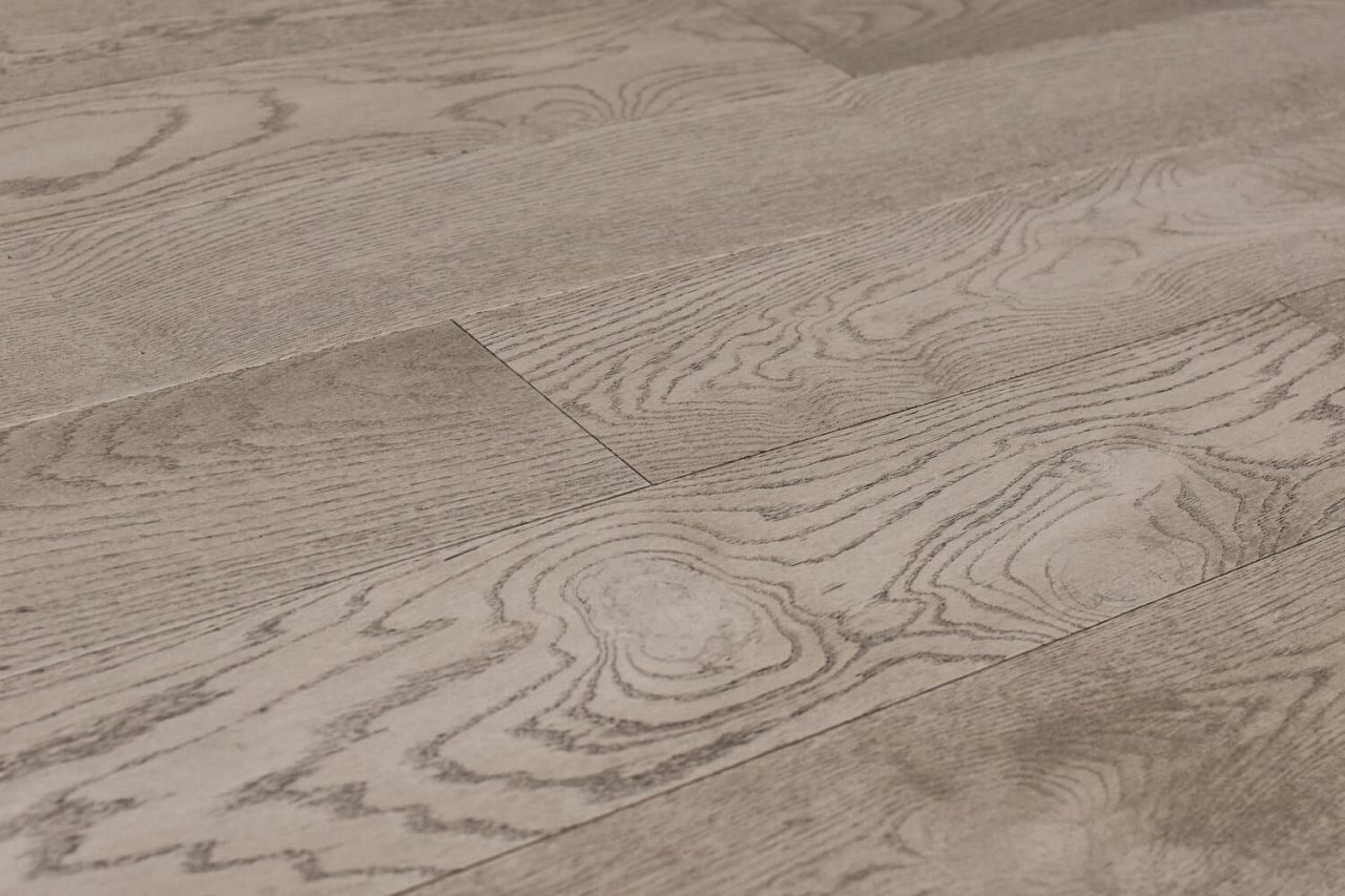 Montserrat Floor European Oak – Grey Wirebrushed by Montserrat Floor, grey european oak engineered wood flooring, detail view