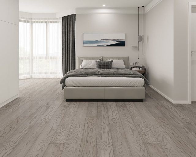 Montserrat Floor European Oak – Grey Wirebrushed by Montserrat Floor, grey european oak engineered wood flooring, detail view