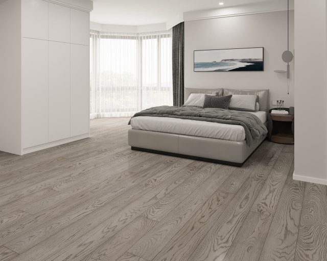 Montserrat Floor European Oak – Grey Wirebrushed by Montserrat Floor, grey european oak engineered wood flooring, detail view