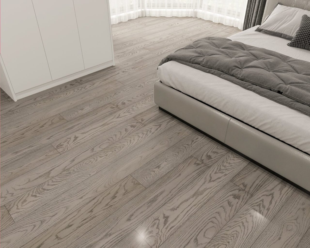 Montserrat Floor European Oak – Grey Wirebrushed by Montserrat Floor, grey european oak engineered wood flooring, detail view