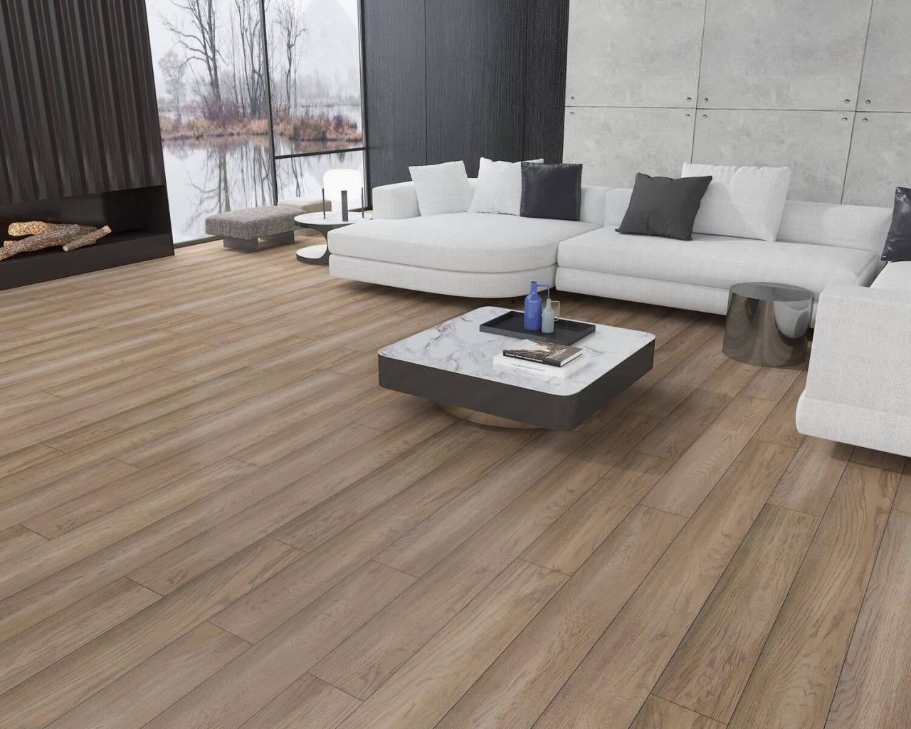 Montserrat Floor European Oak – Brown Wirebrushed by Montserrat Floor, brown european oak engineered wood flooring, detail view