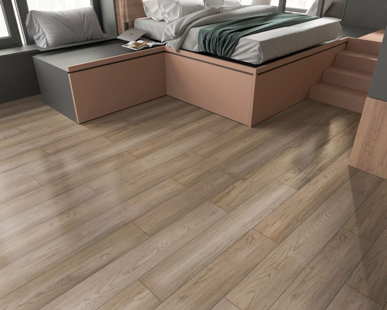 Montserrat Floor European Oak – Brown Wirebrushed by Montserrat Floor, brown european oak engineered wood flooring, detail view