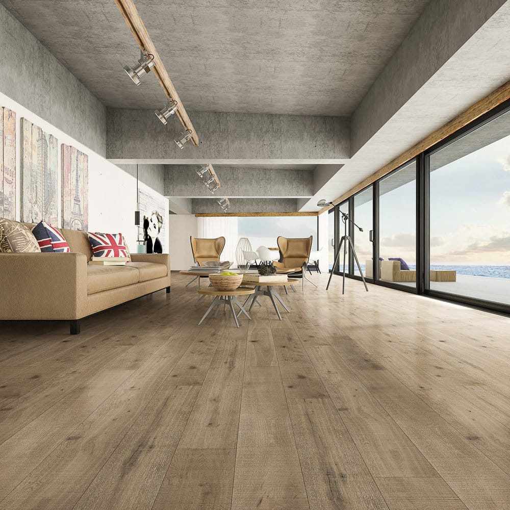 Montserrat Floor Engineered European Oak – Tan Wirebrushed by Montserrat Floor, tan european oak engineered wood flooring, detail view