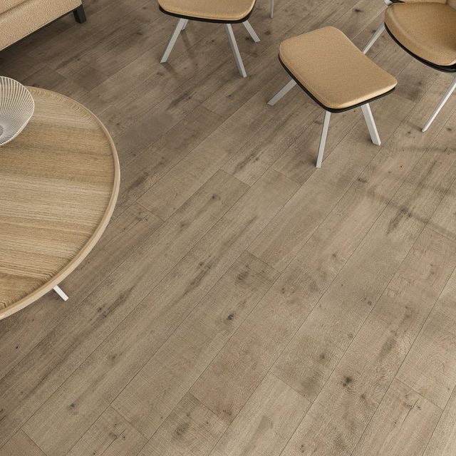 Montserrat Floor Engineered European Oak – Tan Wirebrushed by Montserrat Floor, tan european oak engineered wood flooring, detail view