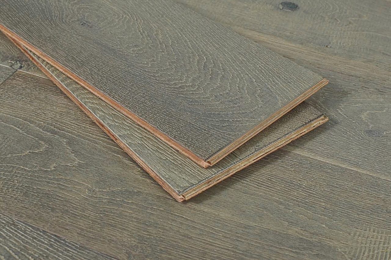 Montserrat Floor Engineered European Oak – Tan Wirebrushed by Montserrat Floor, tan european oak engineered wood flooring, detail view