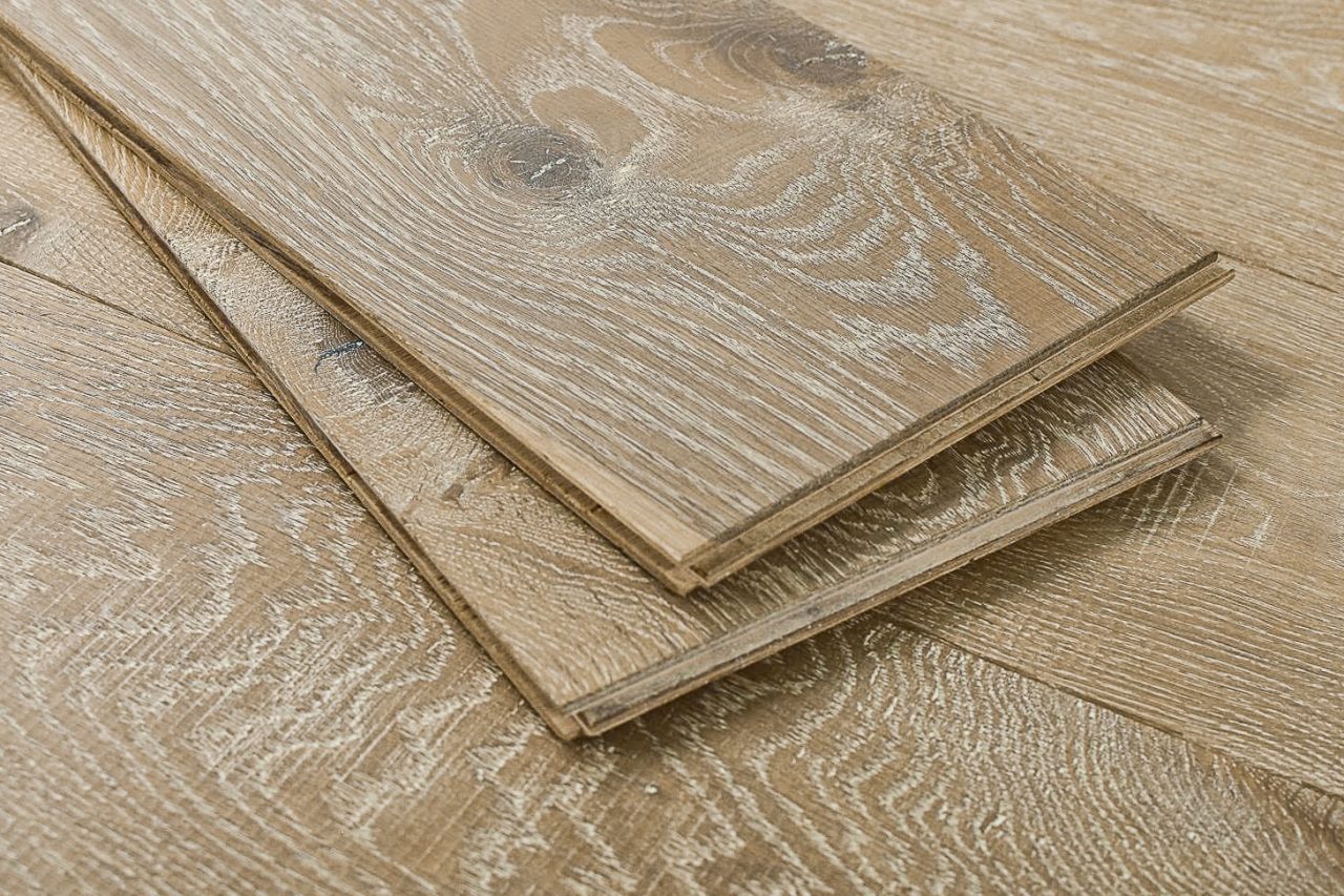 Montserrat Floor Engineered European Oak – Tan Wirebrushed by Montserrat Floor, tan european oak engineered wood flooring, detail view