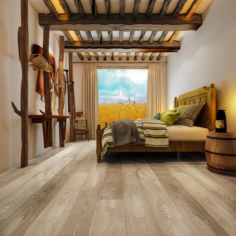 Montserrat Floor Engineered European Oak – Tan Wirebrushed by Montserrat Floor, tan european oak engineered wood flooring, detail view