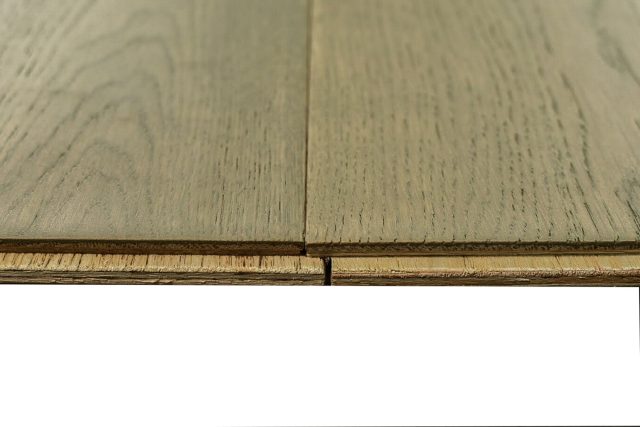 Montserrat Floor White Oak – Rustic Taupe Handscraped by Montserrat Floor, gray white oak engineered wood flooring, detail view