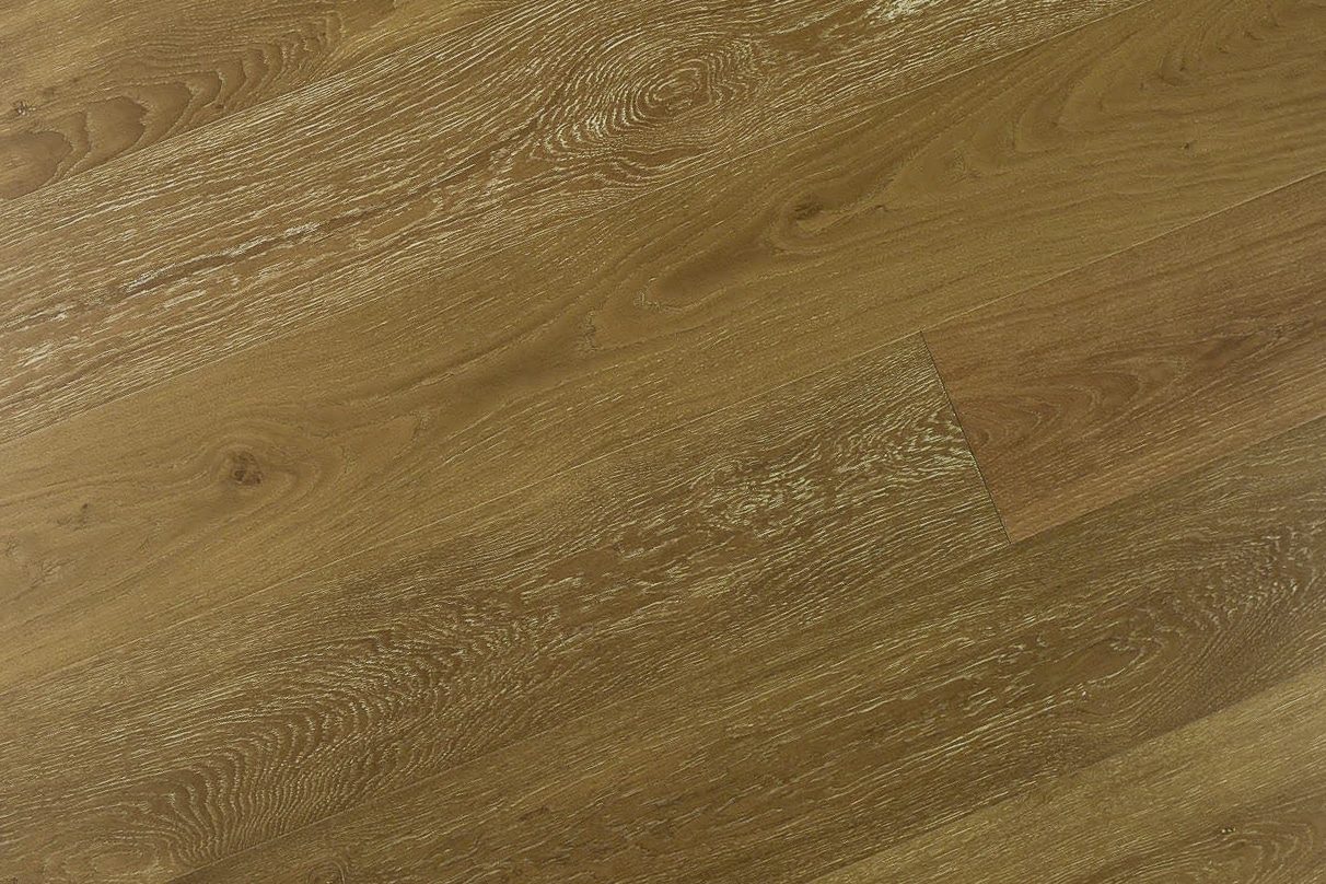 Montserrat Floor White Oak – Smokey Champagne Handscraped by Montserrat Floor, gray white oak engineered wood flooring, detail view