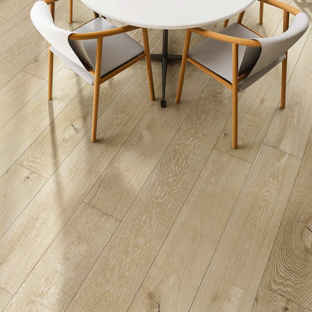 Montserrat Floor Engineered European Oak – Tan Wirebrushed by Montserrat Floor, tan european oak engineered wood flooring, detail view