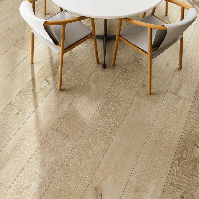 Montserrat Floor Engineered European Oak – Tan Wirebrushed by Montserrat Floor, tan european oak engineered wood flooring, detail view