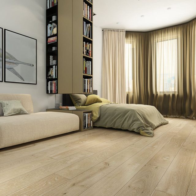 Montserrat Floor Engineered European Oak – Tan Wirebrushed by Montserrat Floor, tan european oak engineered wood flooring, detail view