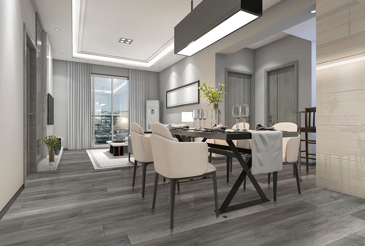 MSI Surfaces LVP – Gray-Dark Katella Ash by MSI Surfaces, gray-dark luxury vinyl tile flooring, shown in a room setting (manufacturer image)