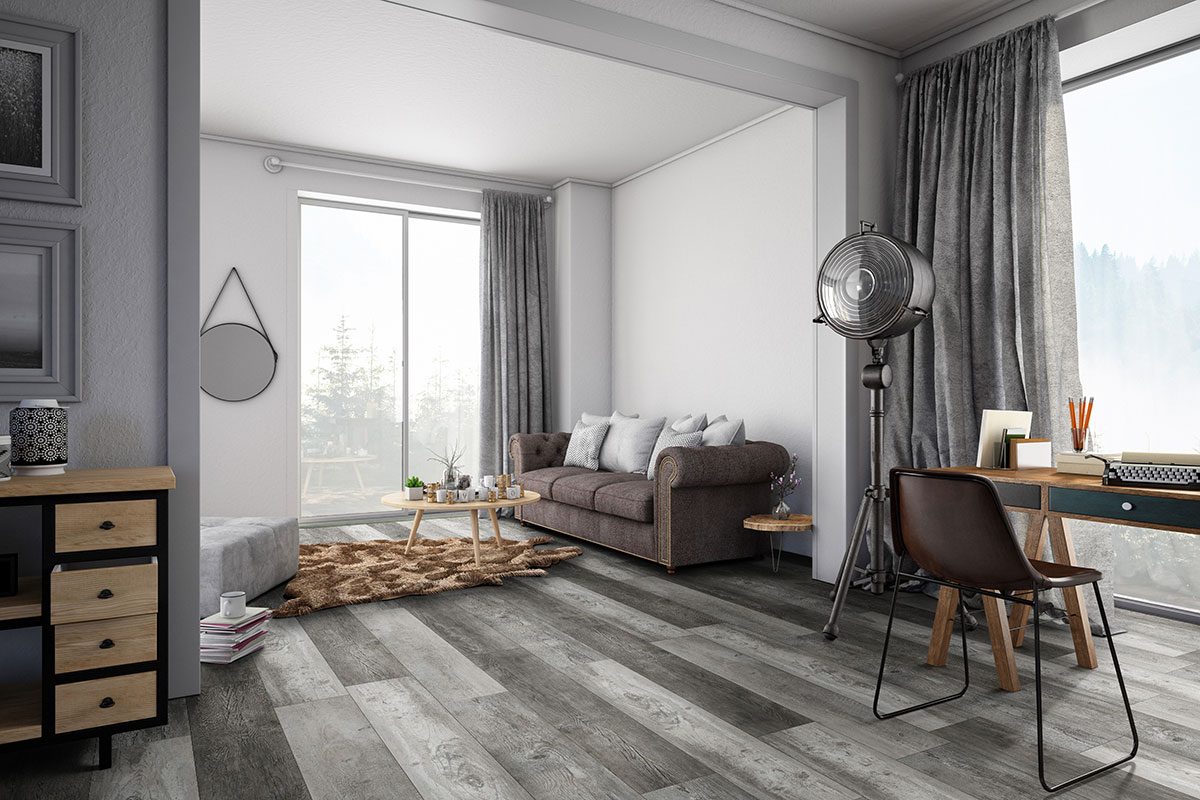 MSI Surfaces Simple LVP – Gray-Dark by MSI Surfaces, gray-dark luxury vinyl tile flooring, detail view