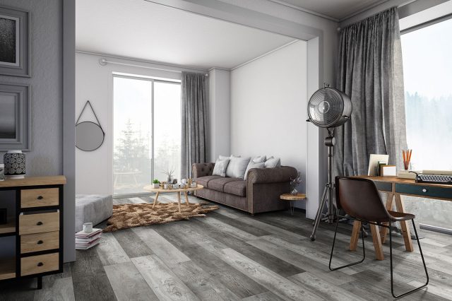 MSI Surfaces Simple LVP – Gray-Dark by MSI Surfaces, gray-dark luxury vinyl tile flooring, detail view