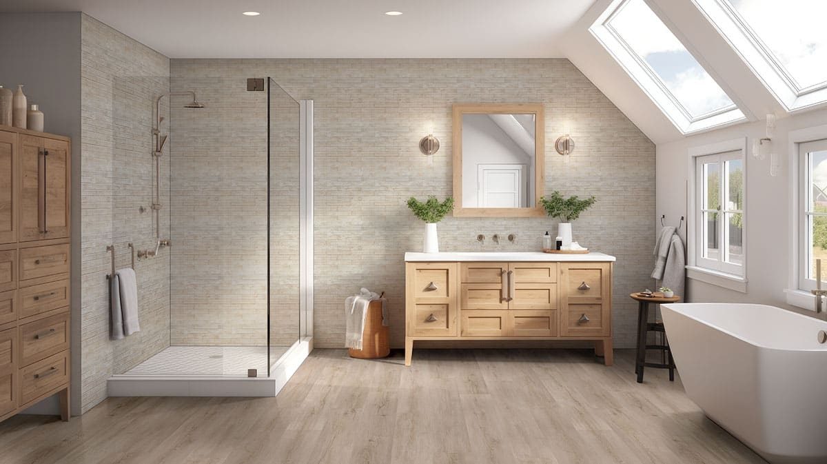 MSI Surfaces Simple – Blonde by MSI Surfaces, blonde luxury vinyl tile flooring, detail view