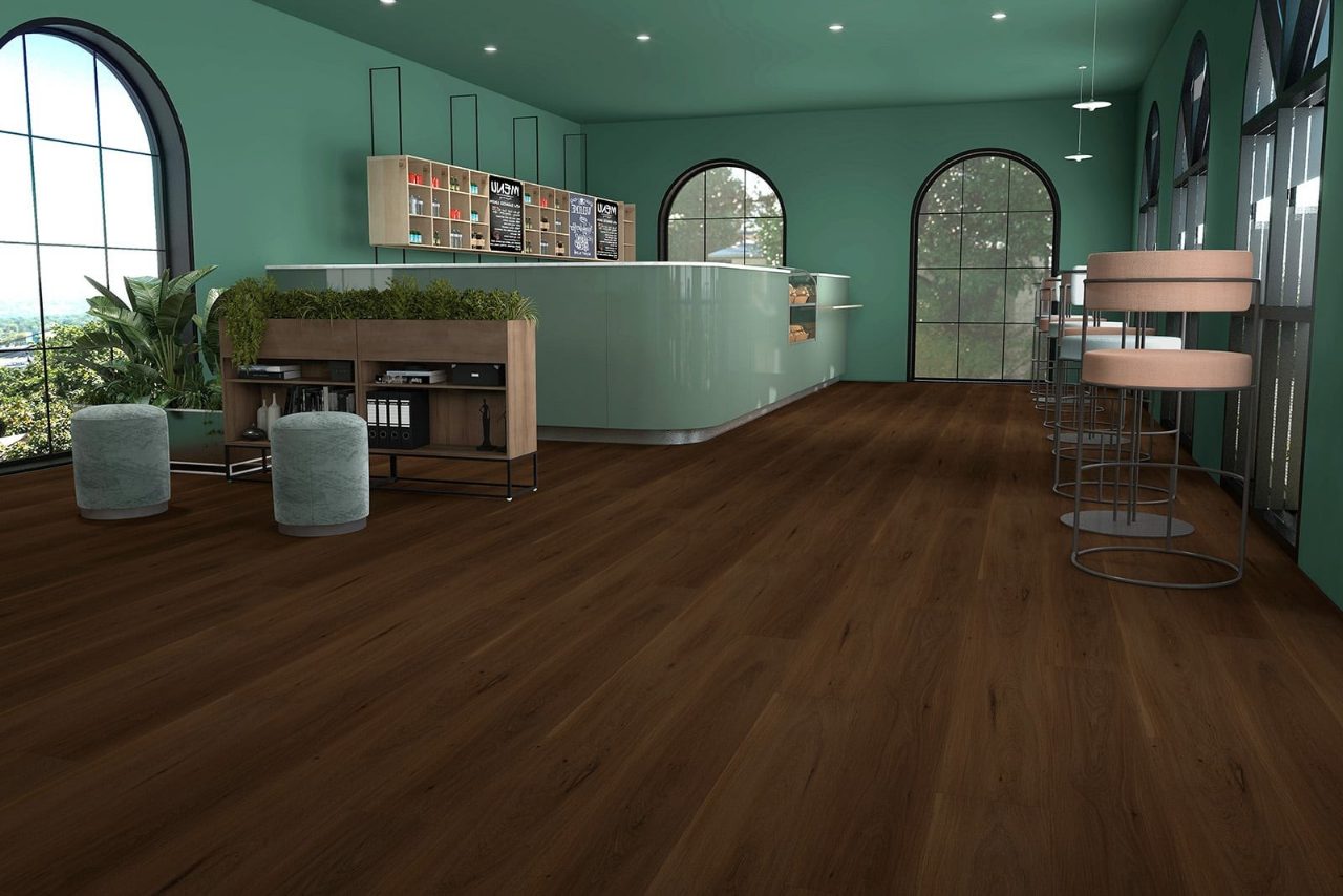 Durato Amelia Simple – 7″ x 48″ 5mm by Durato, vinyl plank flooring, shown in a room setting (manufacturer image)