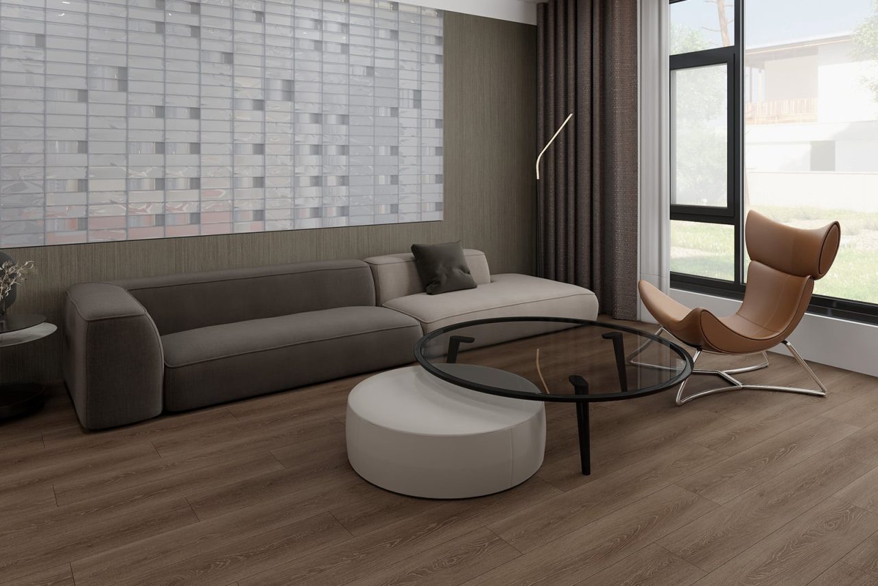 Durato Simple Balsa – 6.50″ x 47.83″ 9.5mm by Durato, vinyl plank flooring, shown in a room setting (manufacturer image)