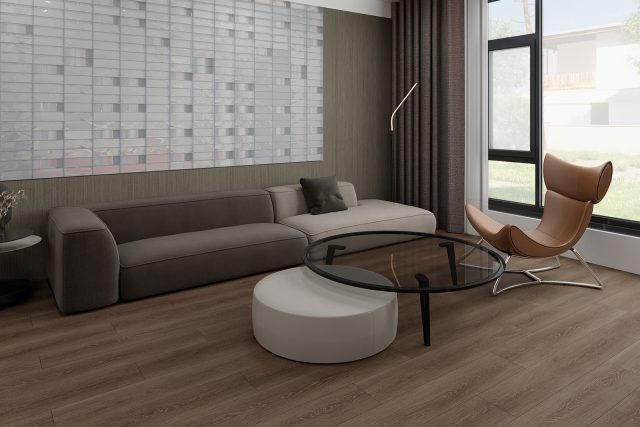 Durato Simple Balsa – 6.50″ x 47.83″ 9.5mm by Durato, vinyl plank flooring, shown in a room setting (manufacturer image)