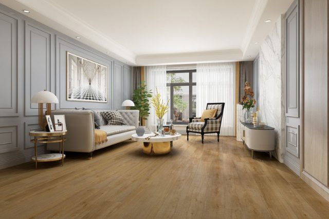 Durato Simple Cannes – 7″ x 48″ 5mm by Durato, vinyl plank flooring, shown in a room setting (manufacturer image)