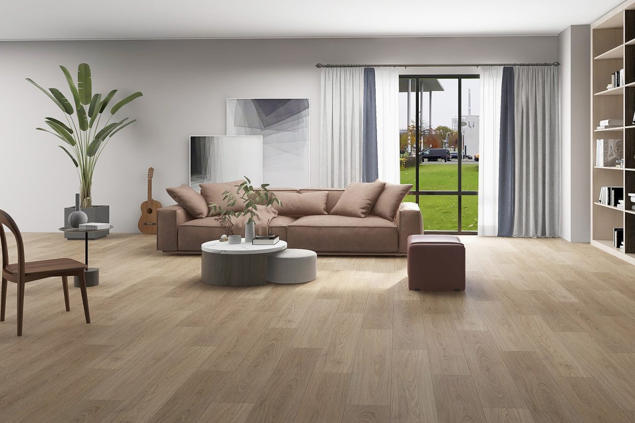 Durato Cypress Simple – 6.50″ x 47.83″ Thickness 9.5mm by Durato, vinyl plank flooring, shown in a room setting (manufacturer image)